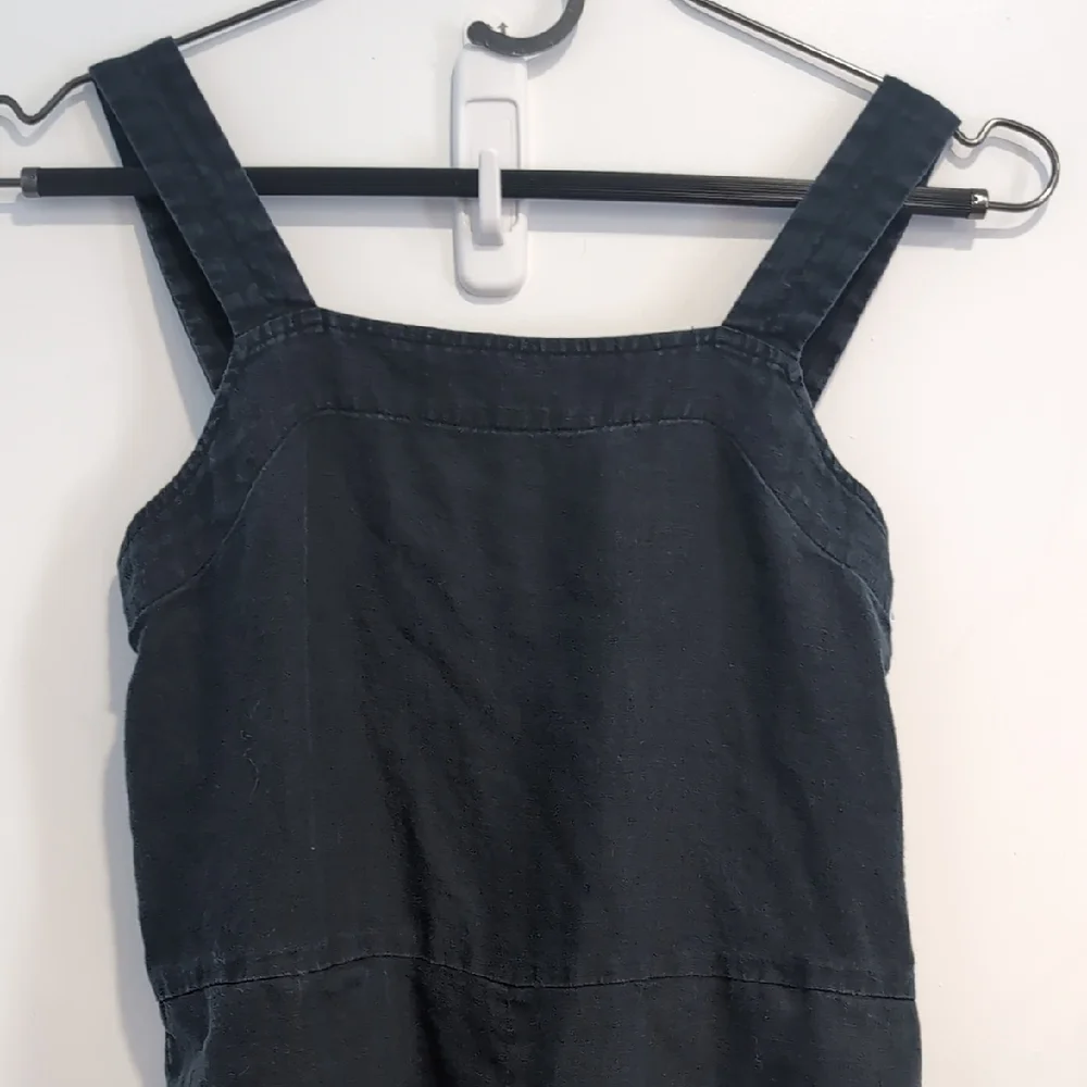 Everlane Women's Sleeveless 100% Linen Square Neck Jumpsuit Black Size 0